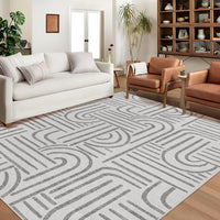 Tapis de salon Garvee 200x290 cm, lavable, antidérapant, à poils courts, gris, pour salon, chambre ou salle à manger