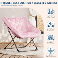 Garvee Fauteuil saucer pliable adulte en fausse fourrure, structure métallique, capacité 136 kg, idéal chambre et appartement, rose