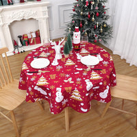 Nappe Garvee Kerst imperméable à motif bonhomme de neige, verte moderne, ronde, 152 cm (60 pouces), idéale pour la cuisine, le salon, les fêtes et les buffets.