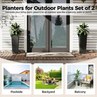 Garvee Lot de 2 jardinières hautes, 61 cm (24 pouces), avec 4 trous de drainage, résistantes aux intempéries, aspect rotin, plastique PP, pour jardin et terrasse, noires