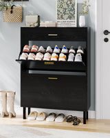 Meuble à chaussures étroit Garvee avec 3 tiroirs, étagères réglables, en MDF, stable et idéal pour l'entrée ou le couloir. Design moderne, coloris naturels. - Noir