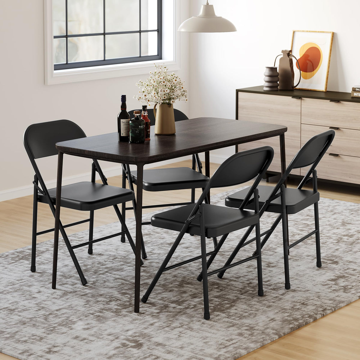 Garvee Lot de 4 chaises pliantes, cadre en métal, charge max. 159 kg, chaises portables pour salle à manger, salon, bureau et camping