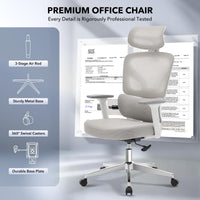 Chaise de bureau ergonomique Garvee en maille avec soutien lombaire réglable, accoudoirs 3D, structure en métal, hauteur réglable, noire, pour bureau à domicile