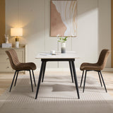 Garvee Lot de 2 chaises de salle à manger en similicuir, motif losange brun, assise ergonomique, pieds réglables, 74 × 41 × 52 cm - Motif losange brun