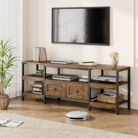 Meuble TV industriel Garvee 79 pouces avec 2 tiroirs, style rustique, marron, pour salon et bureau