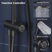 Colonne de douche GARVEE Rain Shower sans accessoires – Colonne de douche ronde en acier inoxydable noir 25 cm