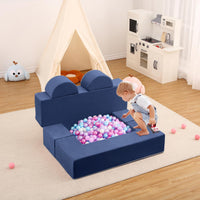 Canapé de jeu Garvee pour enfants, 6 pièces, modulable, bleu marine, revêtement en microfibre douce, mousse haute densité, idéal pour la salle de jeux, 99 x 51 x 41 cm