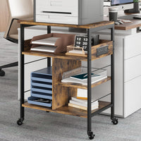 Garvee Grand meuble imprimante mobile à roulettes avec étagères, prises et ports USB, structure bois effet vintage, rangement pratique pour bureau à domicile
