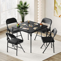 Table pliante Garvee 85,3 cm (33,6 pouces) avec coussin en PU, cadre en métal et pieds antidérapants, idéale pour le bureau et le camping. Couleur : noir. Portable.