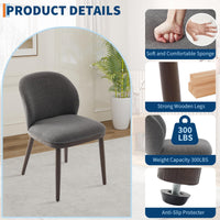 Ensemble de 2 chaises de salle à manger Garvee, revêtement moderne, dossier ergonomique, pieds en bois, capacité de charge de 120 kg, gain de place, pour cuisine et restaurant, gris