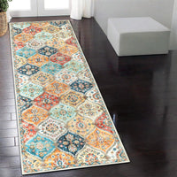 Tapis de couloir Garvee 60 x 230 cm, lavable, motif floral vintage, antidérapant, pour chambre ou cuisine.