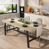 Garvee Table de salle à manger industrielle pour 6 à 8 personnes, structure métallique robuste, plateau en MDF brun rustique, pieds réglables - Marron