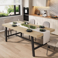 Garvee Table de salle à manger industrielle pour 6 à 8 personnes, structure métallique robuste, plateau en MDF brun rustique, pieds réglables