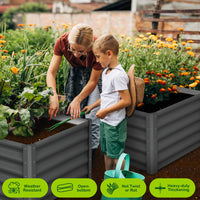 Jardinière surélevée galvanisée Garvee 182 x 91 x 46 cm (6 x 3 x 1,5 pi) - Construction robuste en acier - Protection antirouille - Fond ouvert - Coins de sécurité