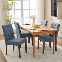 Chaises de salle à manger Garvee Parsons, lot de 2, rembourrées, ergonomiques, en lin, en bois d'hévéa, bleues, pour la cuisine et le salon