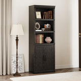 Garvee bibliothèque de style campagne avec portes, 5 niveaux, grand espace de rangement, MDF, salon, bureau, 31 cm (P) × 62 cm (L) × 175 cm (H) - 62 cm