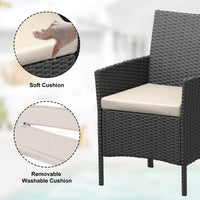 Garvee Ensemble de mobilier de jardin, 3 pièces, rotin PE, balcon/jardin, noir/beige, tous temps, ergonomique