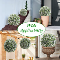 Garvee Lot de 2 Boules de Buis Artificielles 45 cm avec Fleurs, PE Résistant aux UV, pour Mariage et Balcon, Vert Rouge Blanc
