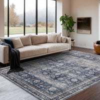 Tapis vintage lavable Garvee, style oriental à poils courts, antidérapant, antitache, doux, idéal pour le salon, la chambre et la cuisine. Disponible en plusieurs tailles et couleurs.