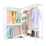 Garvee Portant à Vêtements Portable L-Forme Robuste Métal Résistant à la Rouille Pour Coin Appartement et Chambre - 