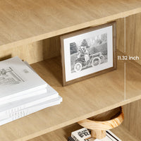 Bibliothèque Garvee à 5 niveaux avec portes en rotin, en MDF robuste, idéale pour le salon et le bureau, 80 cm (L) x 160 cm (H), style bohème