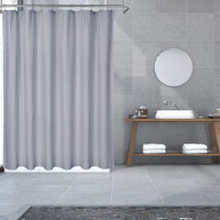 Rideau de douche Garvee en microfibre à motif en relief, déperlant, ourlet lesté, 12 œillets, gris, décoration de salle de bain