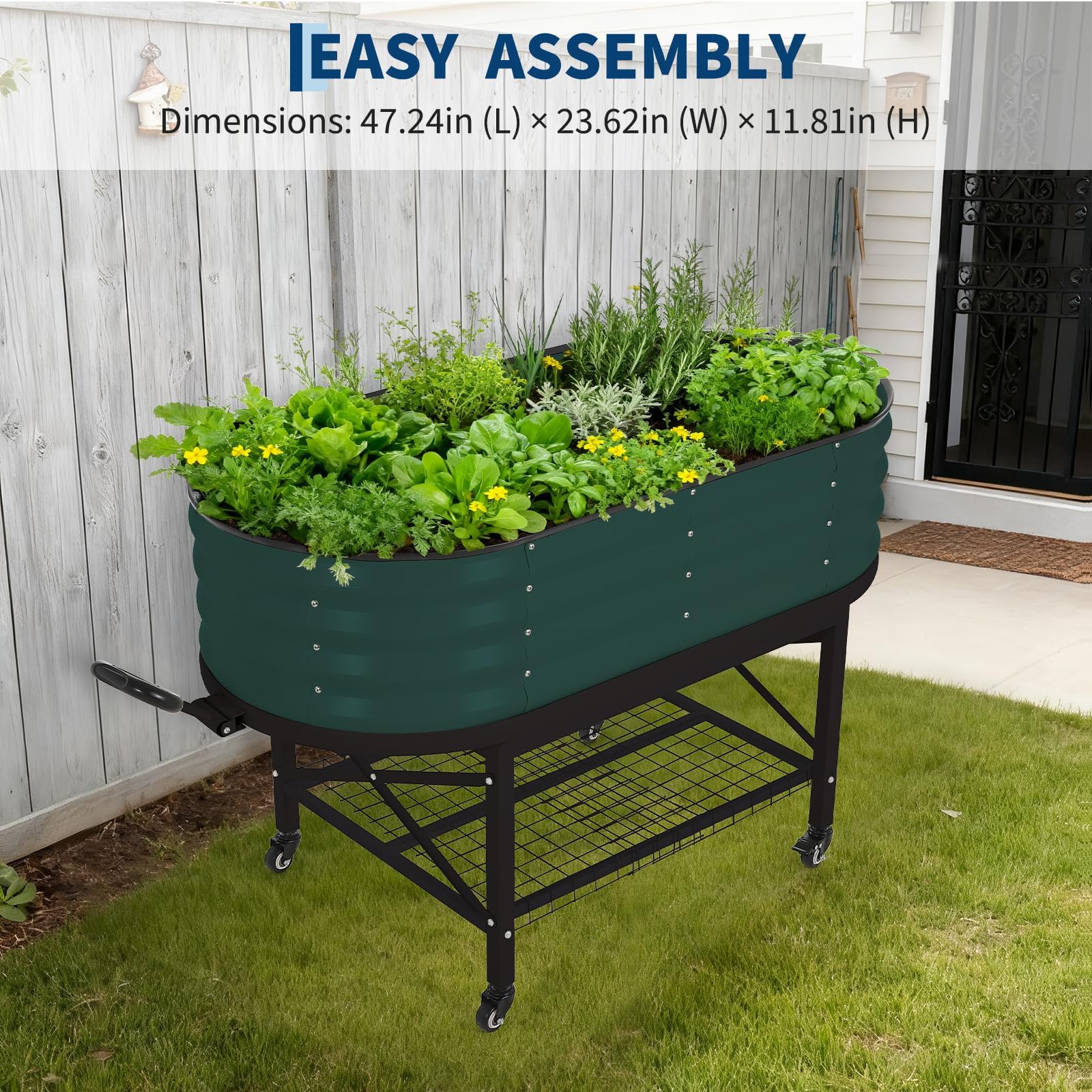 Jardinière surélevée en métal Garvee avec cadre renforcé et bâche pour légumes, herbes aromatiques et fleurs, filet de protection contre les oiseaux, gants inclus, style serre, idéale pour terrasse et résistante aux intempéries.
