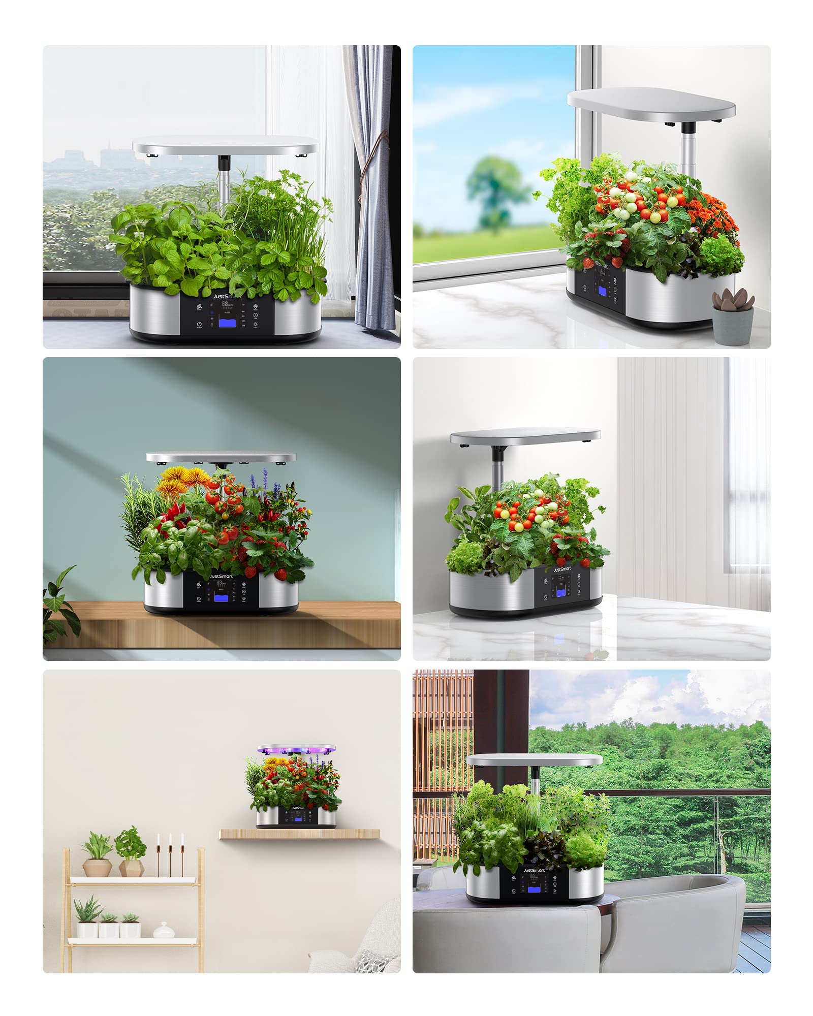 Système de culture hydroponique GARVEE, jardin intelligent WiFi avec 12 modules, lampe LED 30 W, idéal pour les herbes aromatiques en intérieur, hauteur réglable de 76 cm.