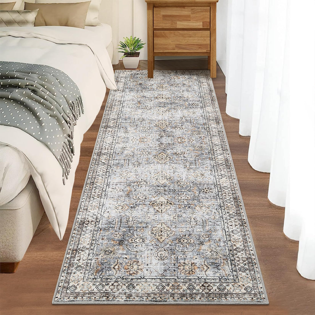 Tapis Garvee Pearl Fleece, 100 % polyester, pliable et lavable, pour salon et cuisine, 60 x 230 cm, bleu