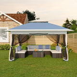 Garvee Gazebo pliable pour événements 365x365 cm, imperméable, avec moustiquaire et hauteur réglable, idéal pour camping et terrasse, couleur bleu et gris. - Bleu marine