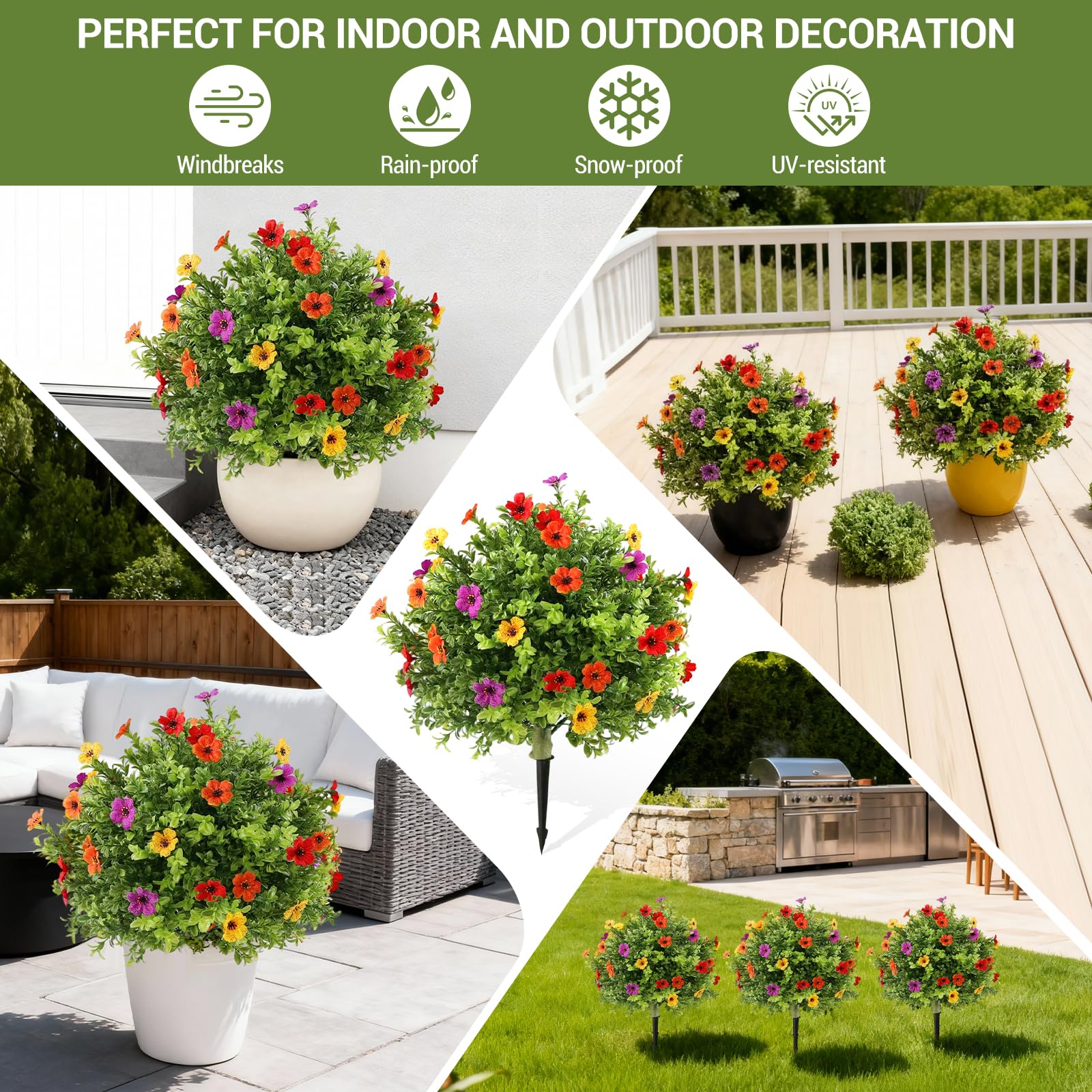 Garvee Lot de 2 arbres artificiels de 60 cm (2 pi) réalistes, faciles d'entretien et durables pour la décoration intérieure et extérieure (bureaux, fêtes, etc.), verts