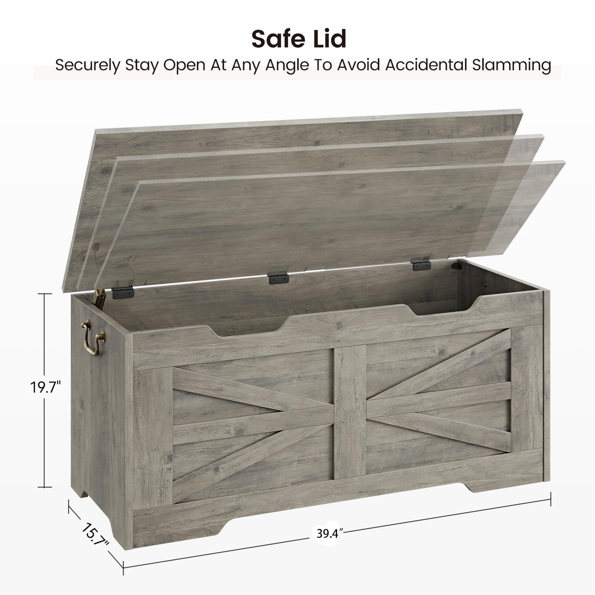 Garvee Banc Coffre de Rangement en Bois avec Charnière de Sécurité, Charge 159 kg, MDF 15 mm, pour Entrée et Salon