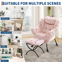 Fauteuil relax Garvee avec repose-pieds, rose, ergonomique et stable, pour salon et bureau, en peluche, pliable