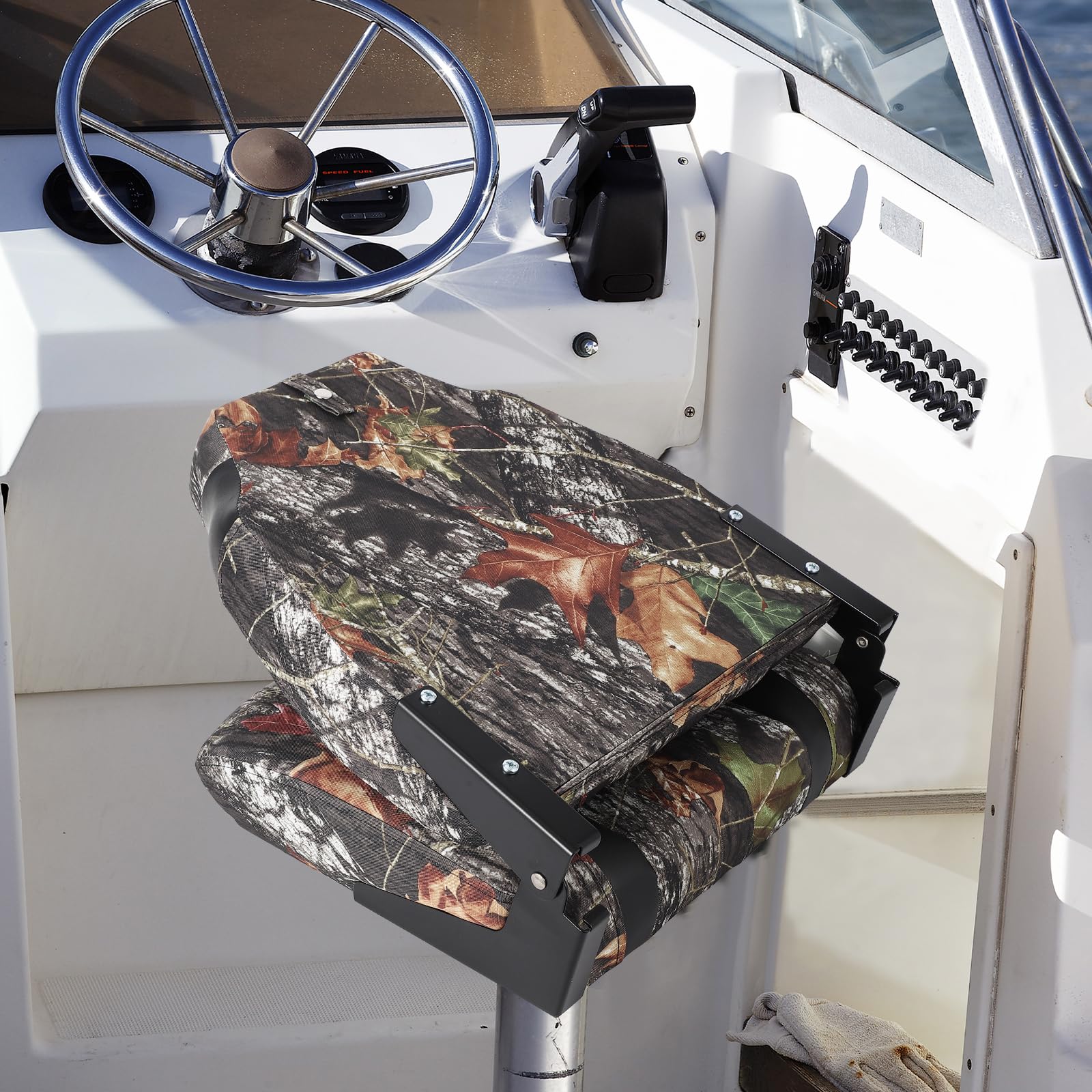 Garvee Lot de 2 sièges de bateau à dossier haut, design pliable, mousse épaisse et revêtement PVC résistant, pour bateaux de pêche et de plaisance