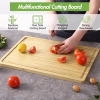 Garvee Planche à découper en bambou robuste avec bac à jus et poignée, 51×36cm (50,8×35,6cm), bois naturel