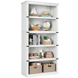 Garvee bibliothèque haute 80 × 32 × 171 cm, 5 niveaux ouverts, finition blanche, style campagne - Blanc