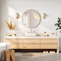 Miroir mural rond doré Garvee 30", grand miroir de salle de bain, cadre en métal doré mat, décoration moderne pour la maison et la salle de bain