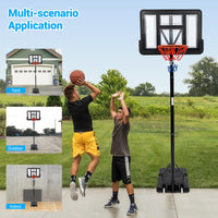 Panier de basket d'extérieur Garvee, réglable de 1,5 à 3 m, panneau incassable en PVC de 112 cm, cadre en PE, poteaux en acier inoxydable, portable pour jardin et aire de jeux