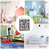 Meuble de rangement pour jouets Garvee gris pour enfants, étagère à 3 niveaux, robuste, anti-basculement, 5 étagères, chambre et salle de jeux, bois, gris