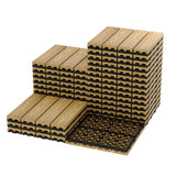 Garvee Lot de 27 Dalles Clipsables en Bois Composite WPC 30 x 30 cm, Sol Extérieur Antidérapant avec Drainage pour Terrasse, Jardin et Balcon