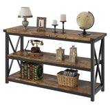Console Garvee Langer en bois cannelé 47" style industriel rustique brun pour entrée ou salon