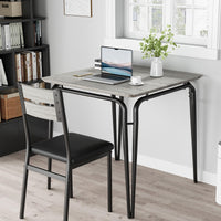 Garvee Ensemble table à manger 2 personnes, gain de place, sièges rembourrés, bois, dossiers ergonomiques, structure métal, idéal maison et bureau à domicile