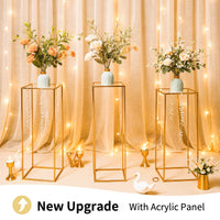 Ensemble de 4 supports à fleurs Garvee pour mariage, en acrylique laminé, design géométrique, stable, pour événements et décoration intérieure, différentes tailles, doré