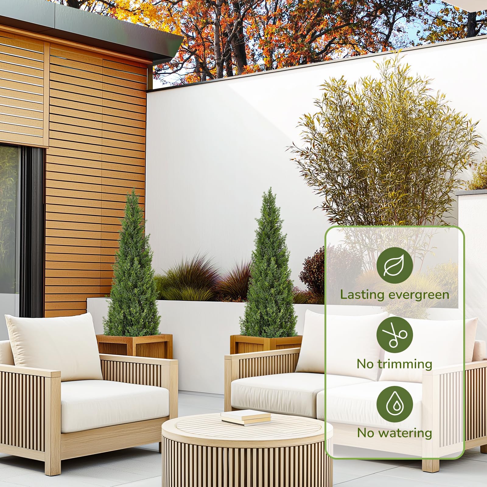 Garvee Arbre artificiel cèdre topiaire 152 cm, faux cyprès en pot, plante persistante décorative pour intérieur, porche, terrasse et jardin, lot de 1