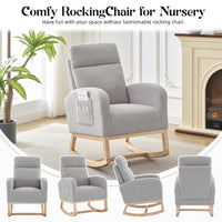 Garvee fauteuil à bascule en tissu Teddy avec dossier haut de 66 cm, ergonomique et stable, pour chambre d'enfant et salon