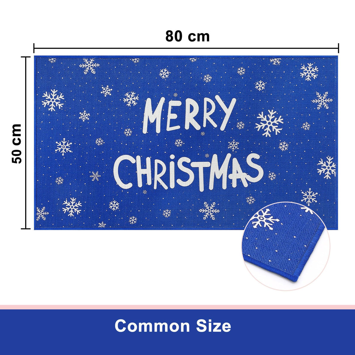 Tapis de porte antidérapant Garvee, motif Noël, pour cuisine et salon, 50 x 80 cm, bleu, coton, intérieur et extérieur