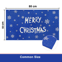 Tapis de porte antidérapant Garvee, motif Noël, pour cuisine et salon, 50 x 80 cm, bleu, coton, intérieur et extérieur