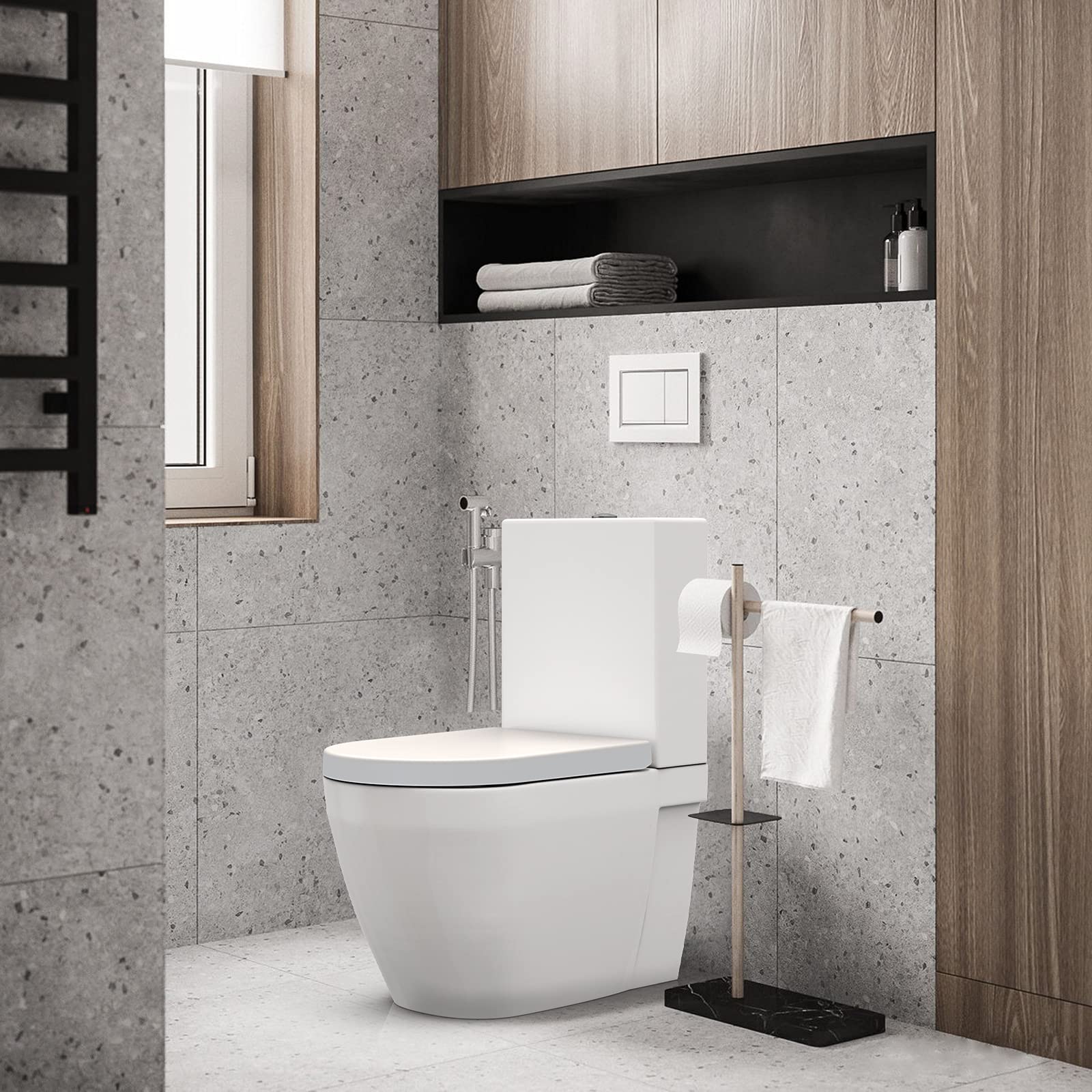 Abattant de toilettes Garvee avec fermeture amortie, blanc - Abattant antibactérien à démontage rapide pour toilettes en forme de D, capacité de charge jusqu'à 150 kg