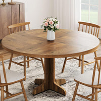 Garvee Table à manger ronde en bois 119 cm pour 4 à 6 personnes, structure robuste, pieds réglables, finition noire élégante, cuisine et salon