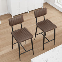 Ensemble de 2 tabourets de bar Garvee, revêtement en similicuir, rembourrage épais, pieds en métal, pour cuisine et îlot central, 65 cm, noir